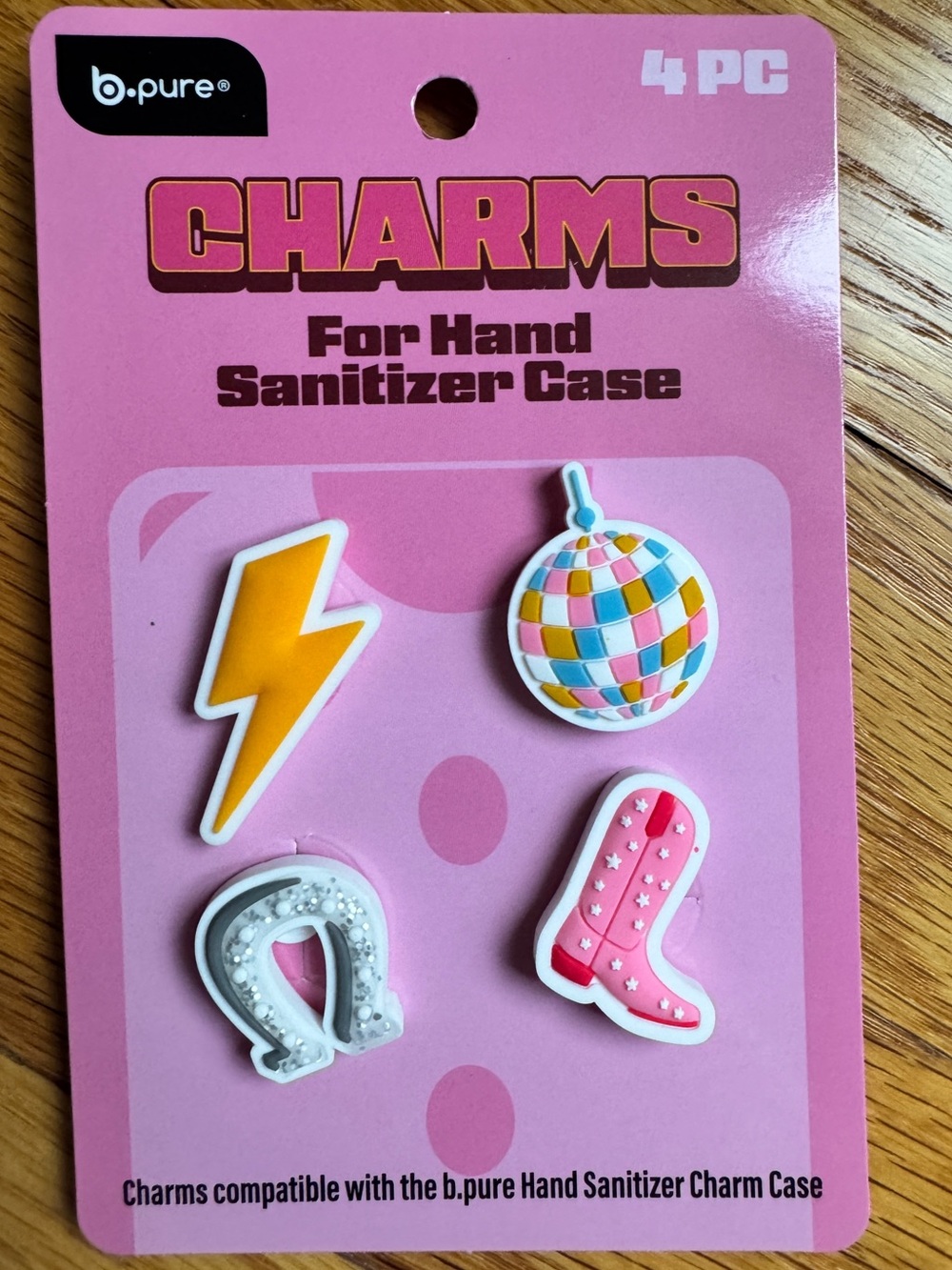 Pink Hand Sanitizer Charms - 4PC Decorative Set